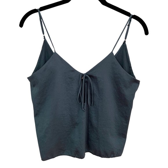 John Galt Tops - Sleek V-Neck Crop Top w/ Tie Front Bust & Adjustable Straps